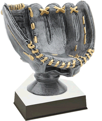 Bronze Game Ball Holder Award Free Engraved Plate on Request Decade Awards Baseball Glove Ball Holder Trophy 5 Inch Tall 