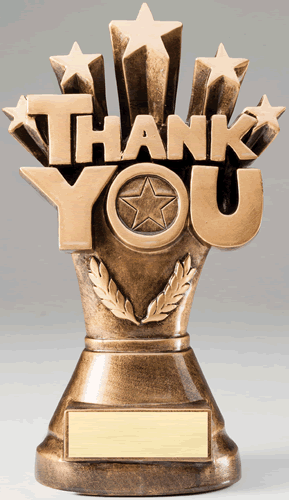 Gameball Trophies, Inc: Thank You Resin Trophy Trophy, Plaques, Medals