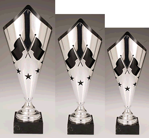 racing checkered flag trophy full color resin award pedistal JDS110 